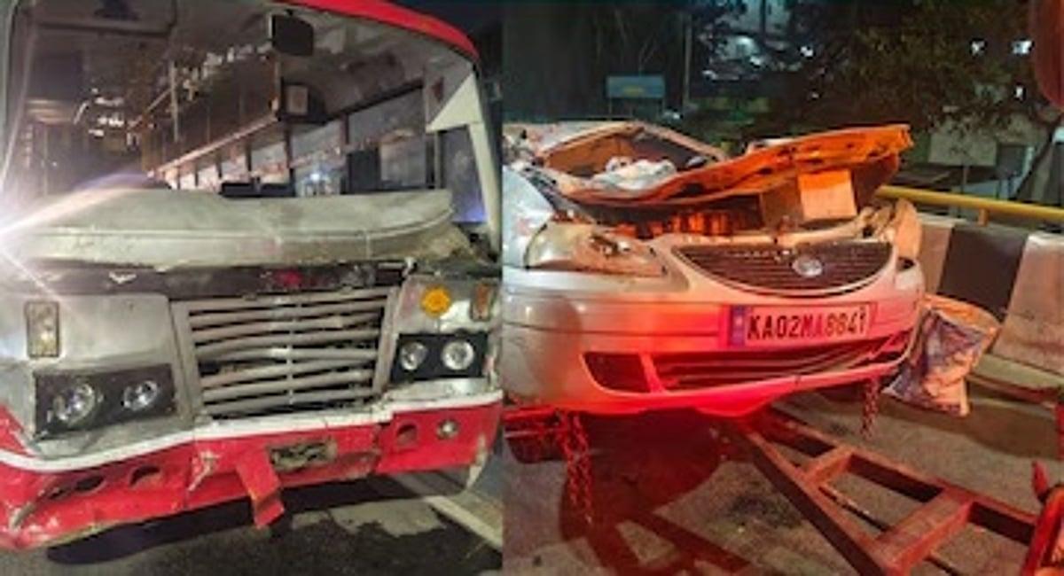 بنگلورو: کار ڈیوائیڈر پھلانگ کر بس سے ٹکرا گئی؛ پانچ نوجوان ہلاک